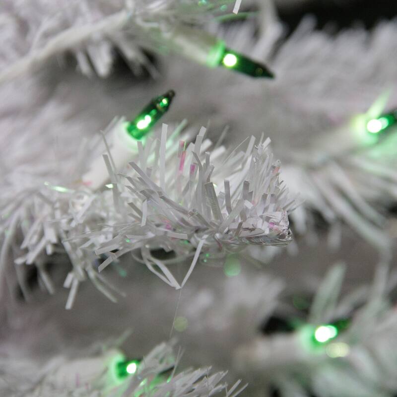 4' Pre lit White Iridescent Pine Artificial Christmas Tree - Green Lights