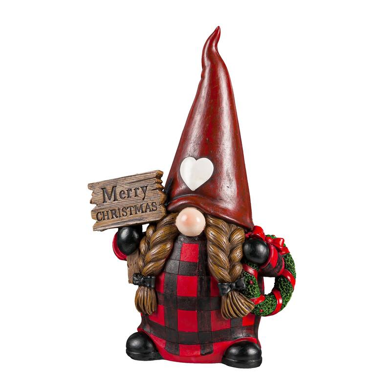 12"H Male and Female Winter Gnome Garden Statuary, Set of 2