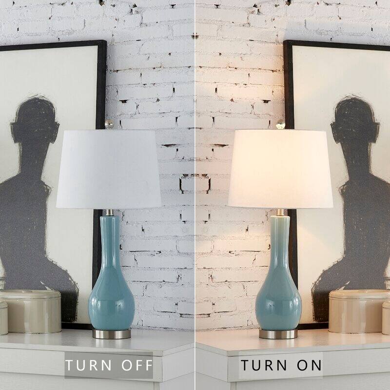 28.5" Ceramic Table Lamp Set with USB (Set of 2)