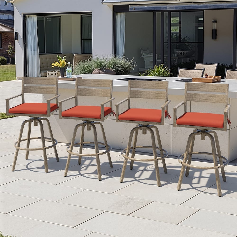 Outdoor Aluminum Swivel Patio Bar Stools with Sunbrella Fabric Cushion