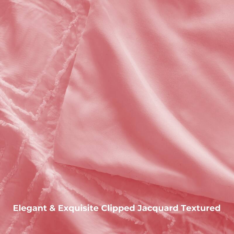Tufted Clipped Jacquard Geometric Oversized Duvet Cover & Pillowcase Set