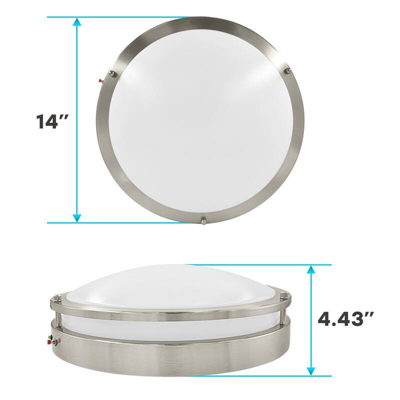 Luxrite 14 Inch LED Emergency Light with Battery Backup, 18W, 5 CCT Colors, 1440 Lumens, Dimmable, 120-277V, Damp Rated