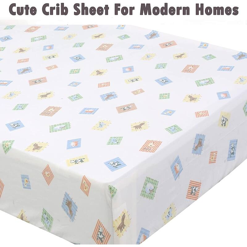 Polka Dot Animal Bear Friends ABC&123 Unisex Multi-color Cotton Toddler/Baby Crib Child Fitted Sheet Set (Pack of 3) - N/A