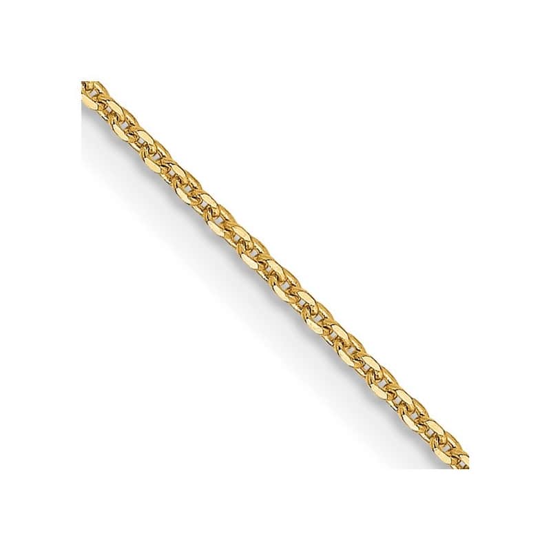 Curata Italian 14k Yellow Gold 1mm Diamond-Cut Cable Chain Necklace Options: 16 18 20