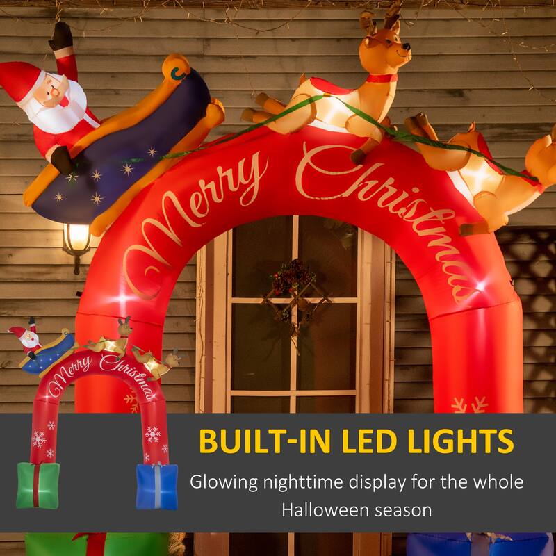 Outsunny 9ft Inflatable Christmas Arch with Santa Claus, Blow-Up LED Display