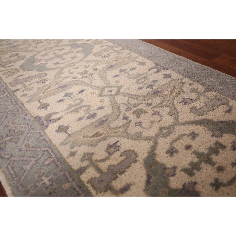 Earth Tone Oushak Oriental Runner Rug Handmade Wool Carpet - 2'7"x 7'11"