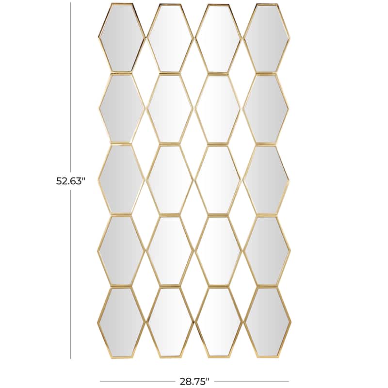 Metal Geometric Wall Mirror with Diamond and Hexagon Shaped Mirrors - Gold - Roche River Decor