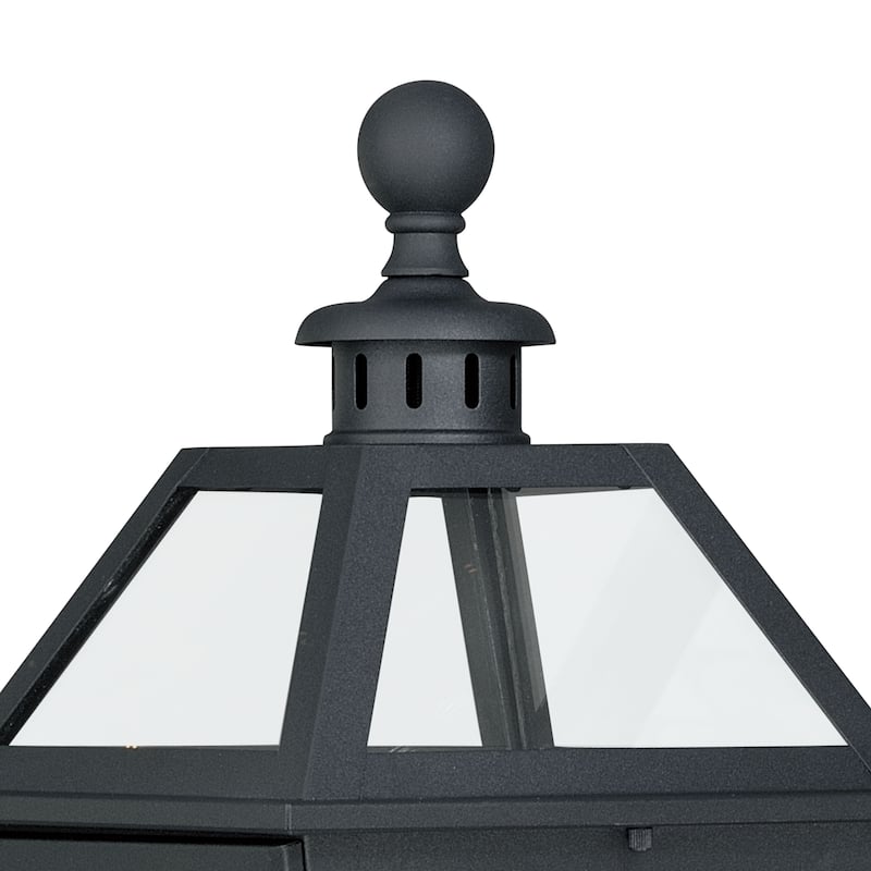 Nottingham 3 Light Black Empire Outdoor Wall Lantern Clear Glass - 9-in W x 20-in H x 10.25-in D