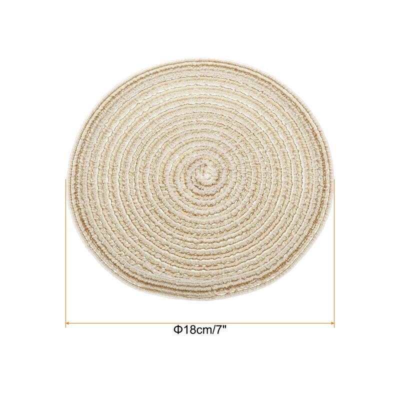 6pcs Round Braided Placemats Non-Slip Washable Round Table Mats - Yellow - 7"