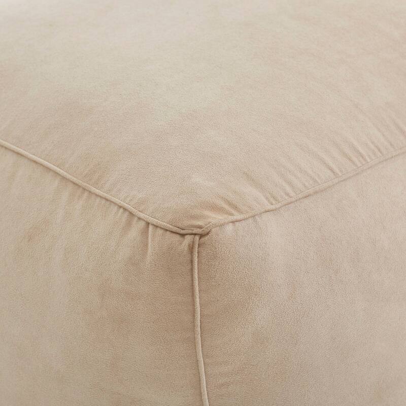 Bundle Poly-Suede Upholstered Pouf, Beige