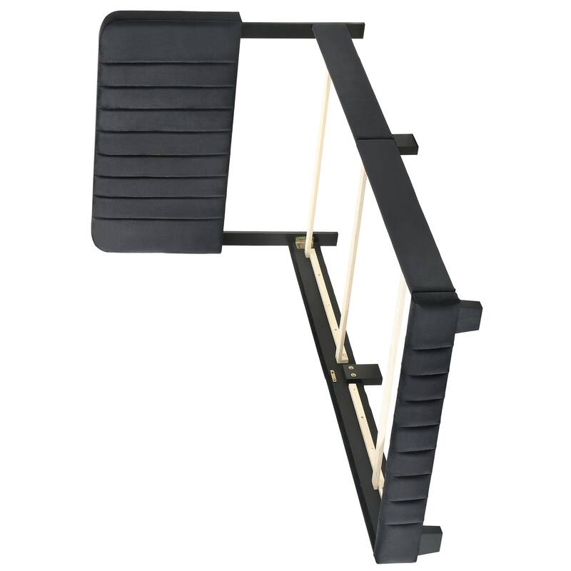 Velvet Upholstered Channel Tufted Twin Panel Bed - 81" - Black