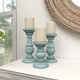 preview thumbnail 11 of 33, Mango Wood Turned Style Pillar Candle Holder (Set of 3) - White, Brown, Gold, Black, Light Blue, Cream, Silver