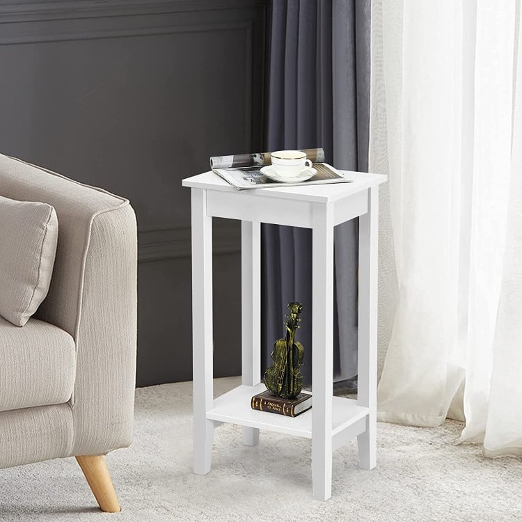 Set of 2 Versatile 2-Tier End Table with Storage Shelf - 16"x11.5" x 29" (L x W x H)