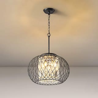 Yanira Antique Black Ironwork Crystal Pendant Chandelier