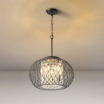 Yanira Antique Black Ironwork Crystal Pendant Chandelier