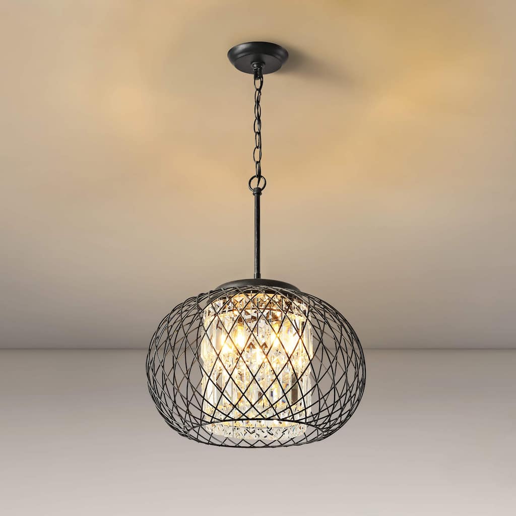 Yanira Antique Black Ironwork Crystal Pendant Chandelier