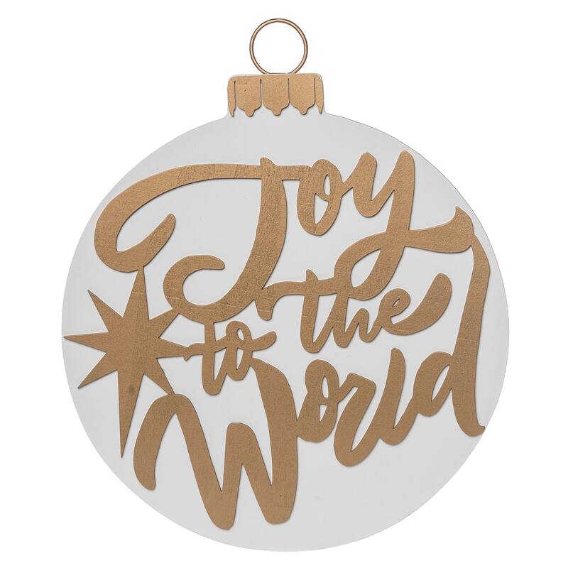 Transpac MDF Golden Ornament Wall Decor Set of 2 Christmas Home Decorations