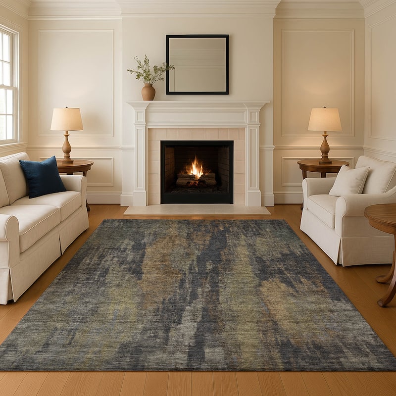 Premium Washable Super Soft Abstract Modern Mayfield Rug - Charcoal - 10' x 14'