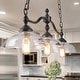 preview thumbnail 11 of 14, Modern Farmhouse 3-Light Linear Black Chandelier Glass Kitchen Island Lights for Dining Room - W38"x W7.9" x H8.3"