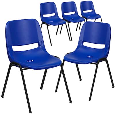 5 Pack 440 lb. Capacity Kid's Ergonomic Shell Stack Chair - 19.25"D x 15.25"W x 24.5"H