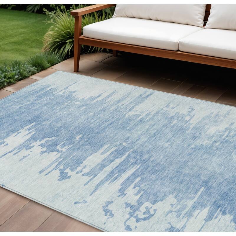 HomeRoots Abstract Transitional Rectangle Outdoor Rug - 9' X 12'