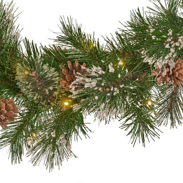 Factory Direct Craft 27 Feet of Artificial Snowy Pine Garland for Holiday and Home Decor 