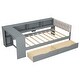 preview thumbnail 13 of 11, Grey Wood Twin Size Platform Bed with Storage Shelves and 2 Drawers