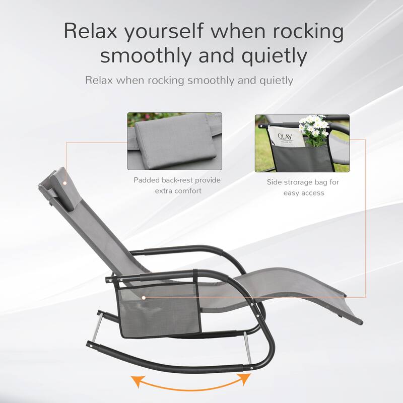 Outsunny Rocking Recliner Seat with Removable Headrest, Breathable Mesh Fabric for Garden and Patio