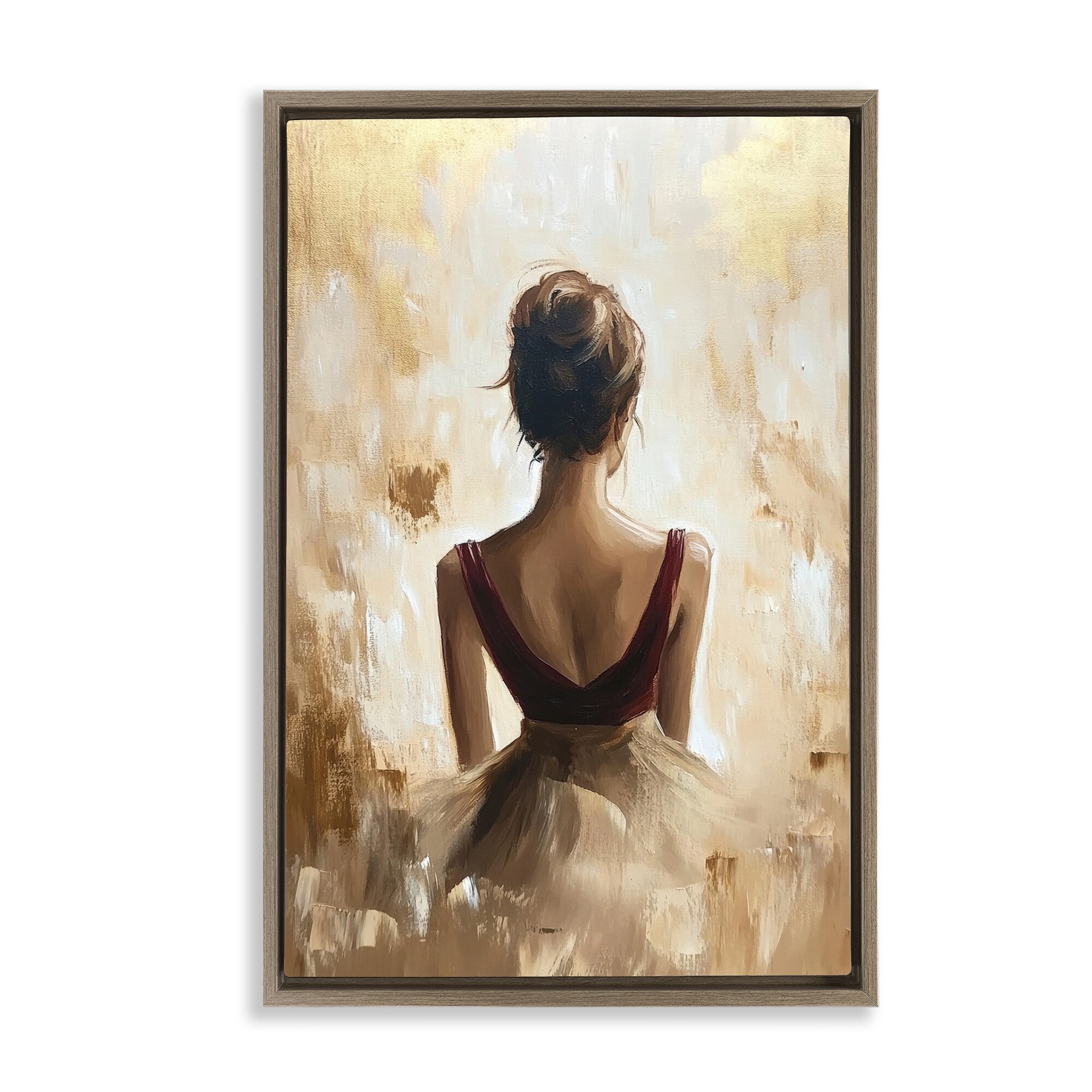 Stupell Ballerina Figure Abstract Portrait Framed Floater Canvas Wall Art Design By Petal Prints Design