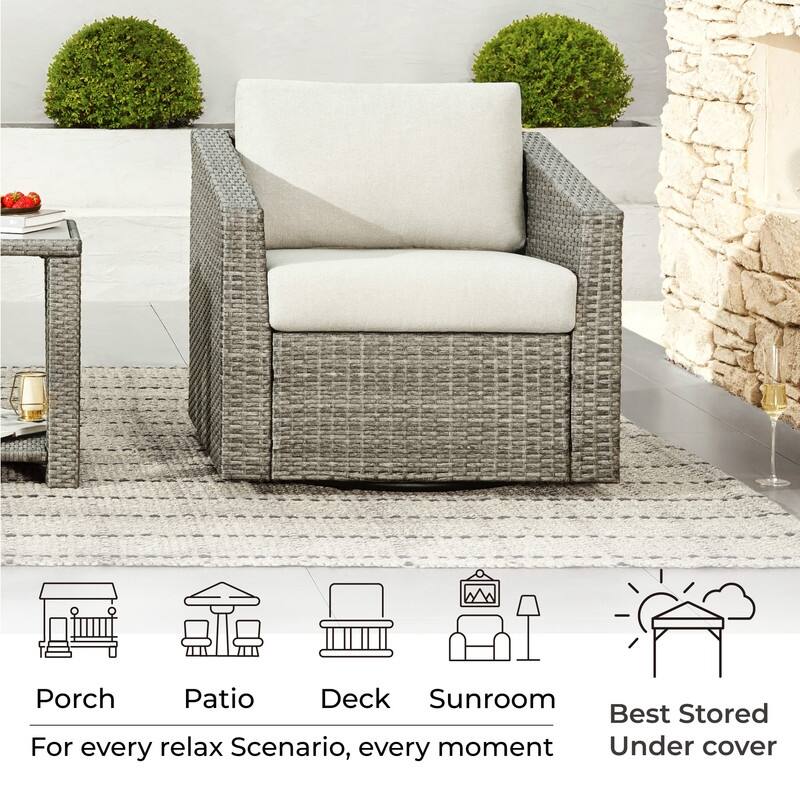 Oakley Outdoor Wicker Patio Furniture Swivel Chair