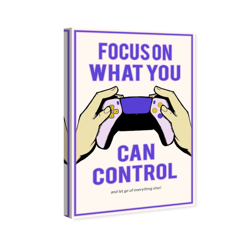 Wynwood Studio Canvas Typography and Quotes Focus on Control Purple and Vanilla Modern & Contemporary Wall Art Canvas Print