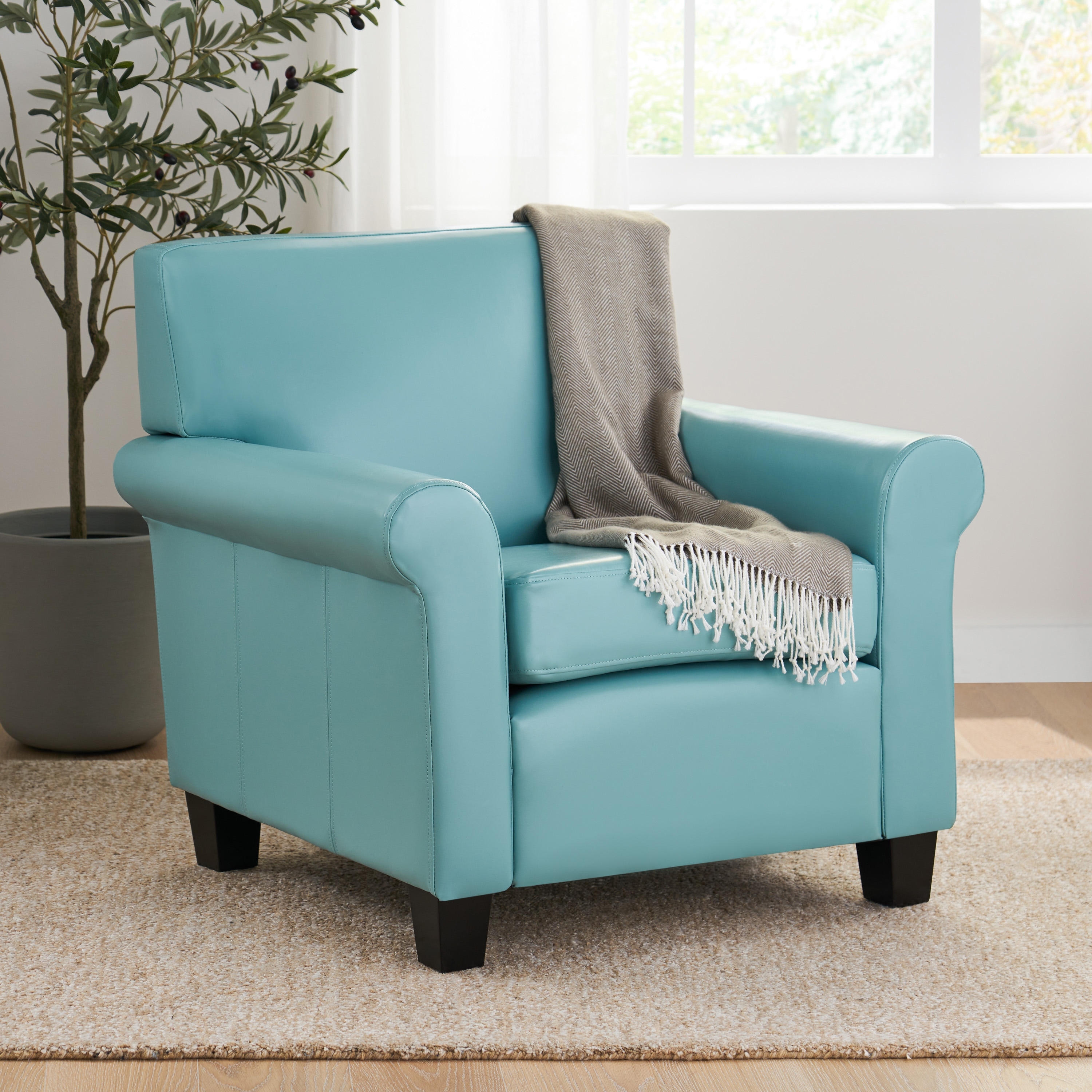 Parisian white leather sofa clearance chair by christopher knight home