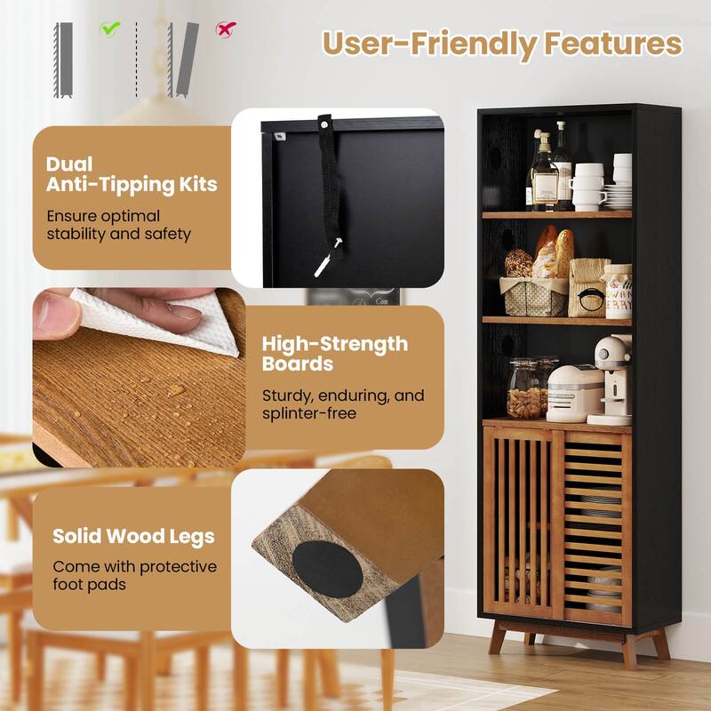 Costway 70” Bookshelf, 5-Tier Bookcase with Reversible Adjustable - See Details