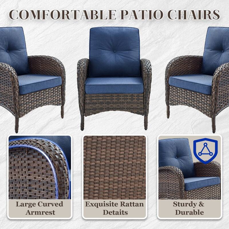 Outdoor Chairs with Fire Pit Table Set