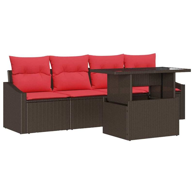 vidaXL 5 Piece Garden Sofa Set with Cushions - 91.7×24.4×27.2