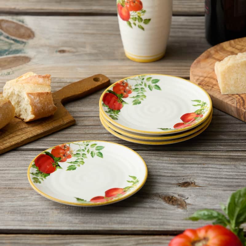 Certified International Pomodoro 6" Canape/Luncheon Plates,Set of 4 - 6'' W x 6'' D x 0.75'' H