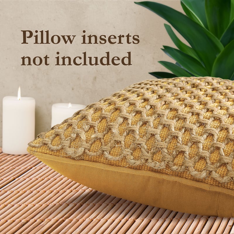 Boho Living Jada Braided Cotton/Jute Throw Pillow Covers