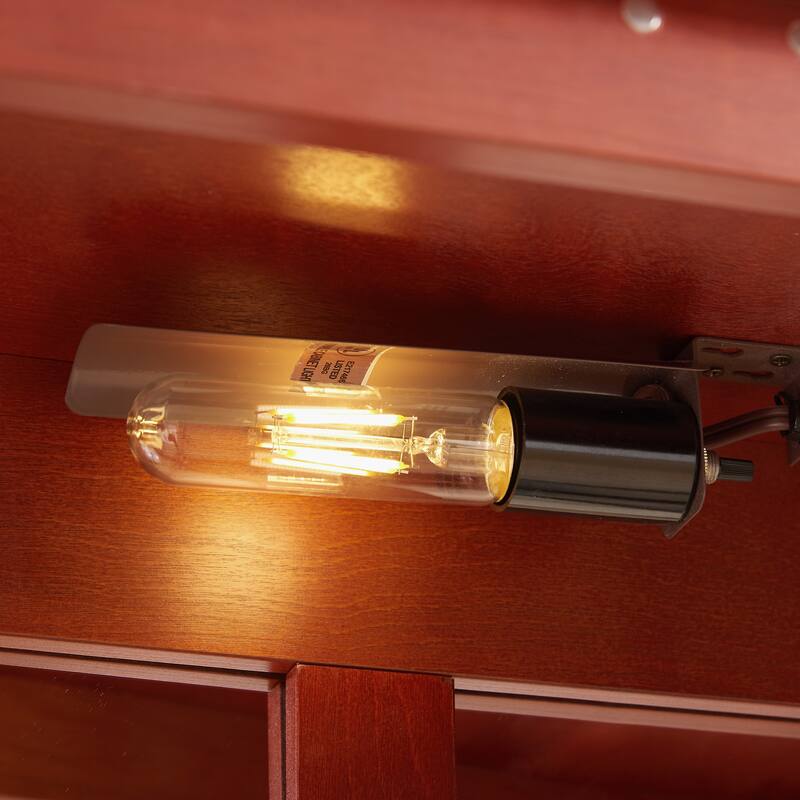 Lighted Glass Display Cabinet Glass Wine Cabinet with Adjustable Glass Shelves Two Doors and One Drawer Bulb