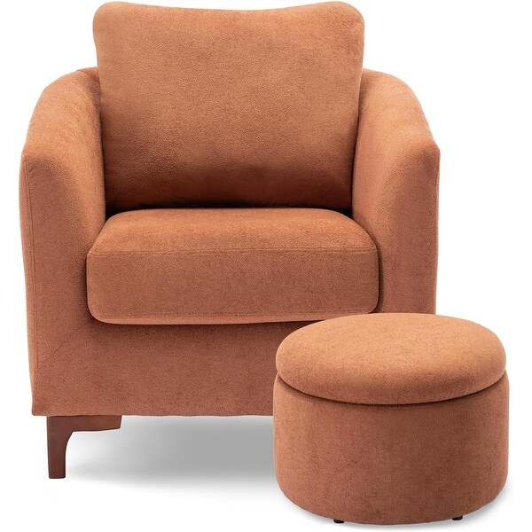 Sherpa Accent Chair with Storage Ottoman Set Upholstered Barrel Club Arm Chair with Footrest Set of 1 2 On Sale Bed Bath Beyond 39873378