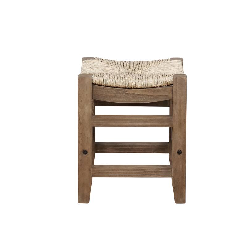 Carbon Loft Cimorene 18inch Wood Stool with Rush Seat On Sale Bed