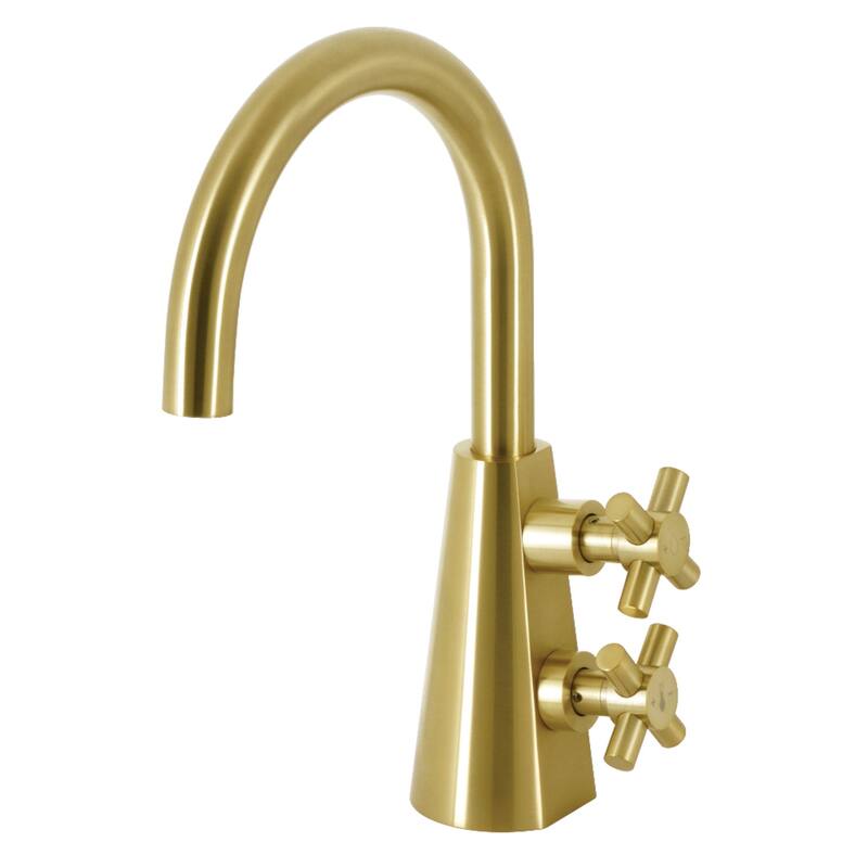 Kingston Brass Constantine Two-Handle 1-Hole Deck Mount Bathroom Faucet with Push Pop-Up - Brushed Brass