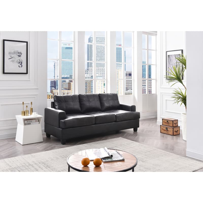 Sandridge Faux Leather Sofa - Black