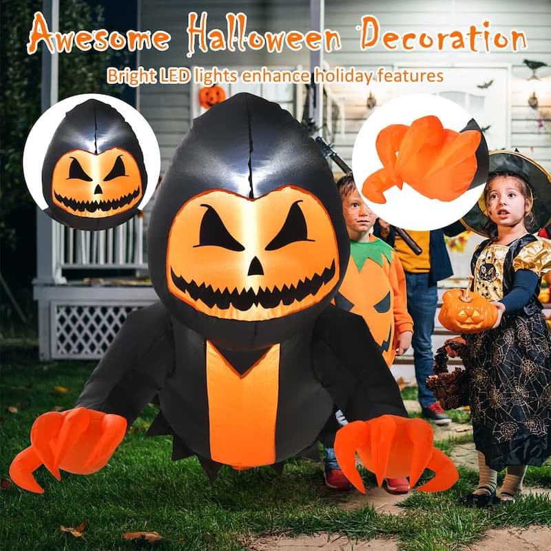 Costway 3.3 FT Halloween Inflatable Pumpkin Head Ghost Broke Out from - See Details