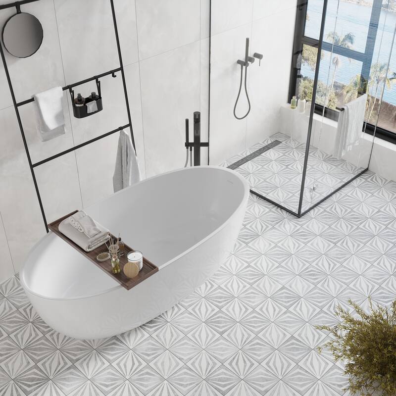 Artisana 12x12 in. Honed Dolomite, Ice Grey Starburst Mosaic Wall and Floor Tile (5 sq ft/case, 5-Pack) - White Gray