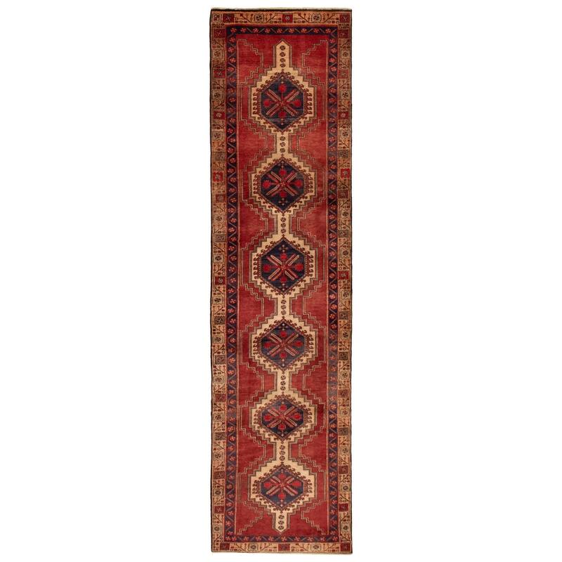 ECARPETGALLERY Hand-knotted Konya Anatolian Red Wool Rug - 3'2 x 12'6 - Red - 3'2 x 12'6