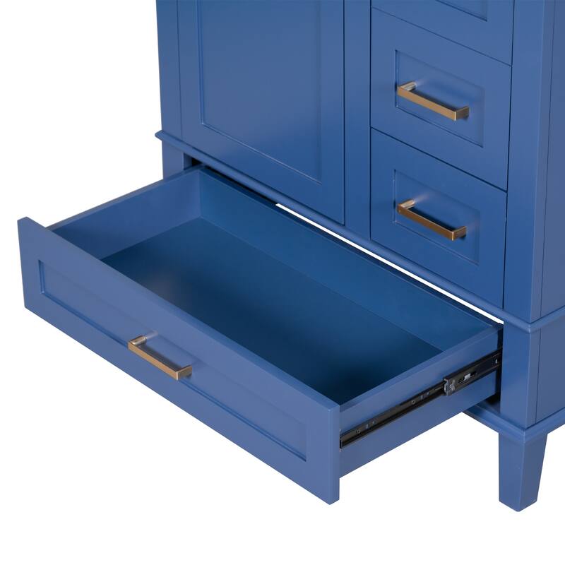 Single Sink Bathroom Vanity Cabinet, Vanity Base & Ceramic Sink Combo Set, 3 Drawers Bathroom Storage Cabinet, 30 Inch
