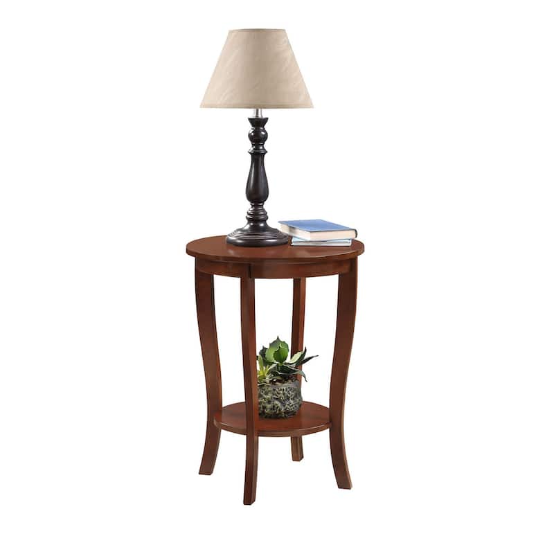 Convenience Concepts American Heritage Round End Table with Shelf