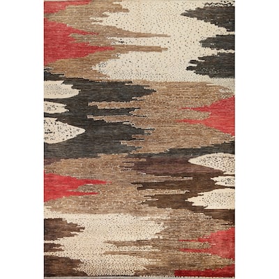 Contemporary Abstract Oriental Home Decor Area Rug Wool Hand-knotted - 6'5" x 9'7"