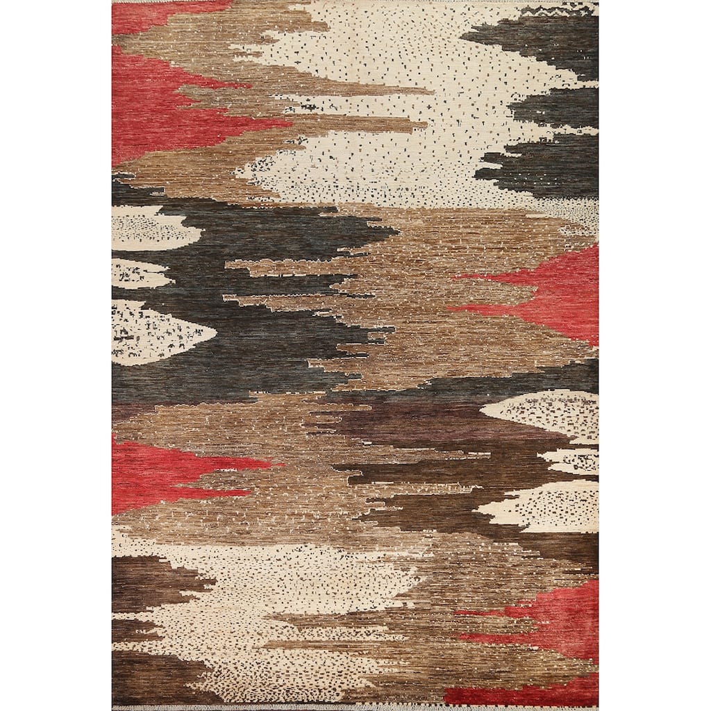 Contemporary Abstract Oriental Home Decor Area Rug Wool Hand-knotted - 6'5" x 9'7"