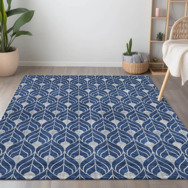 Machine Washable Indoor/ Outdoor Chantille Contempoary Geo Rug